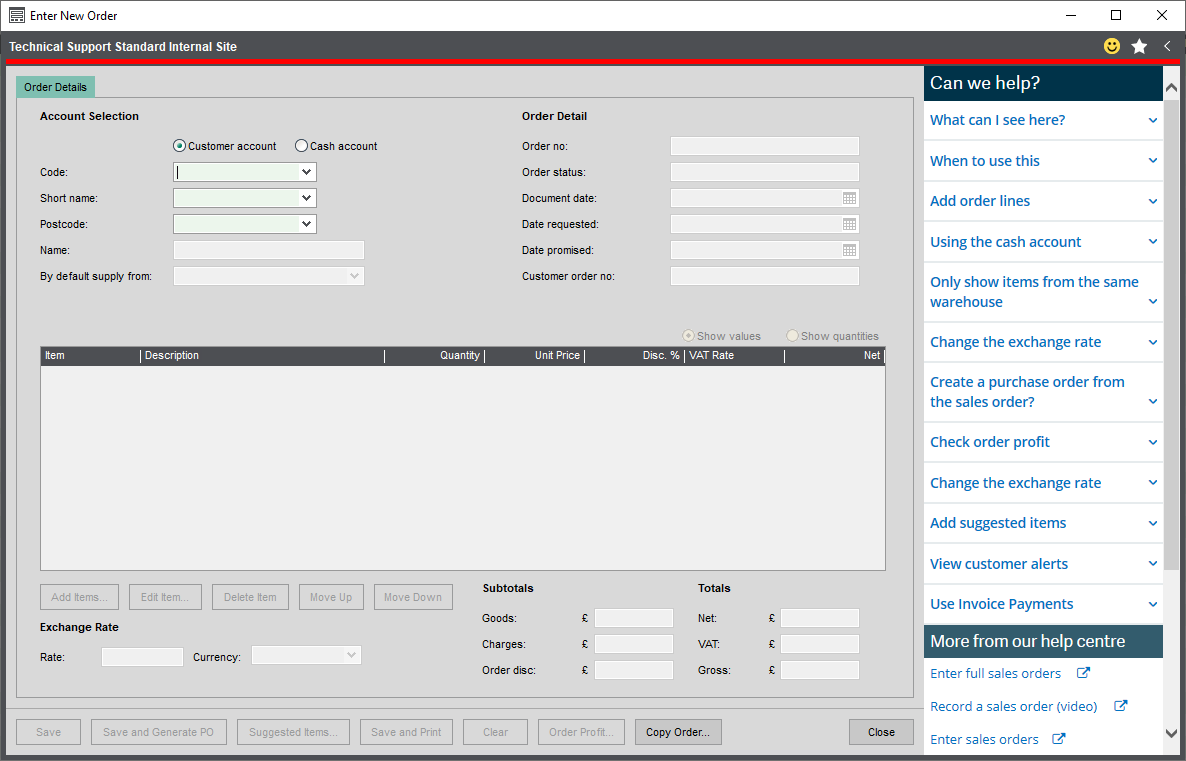screenshot of Sage 200
